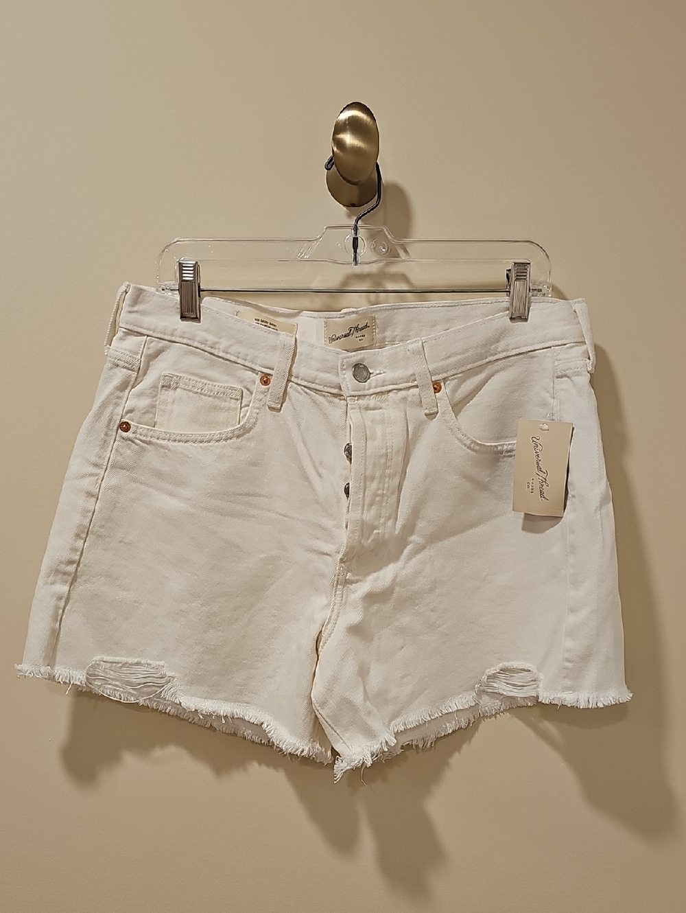 Universal Thread White High-Rise Distressed Denim Shorts